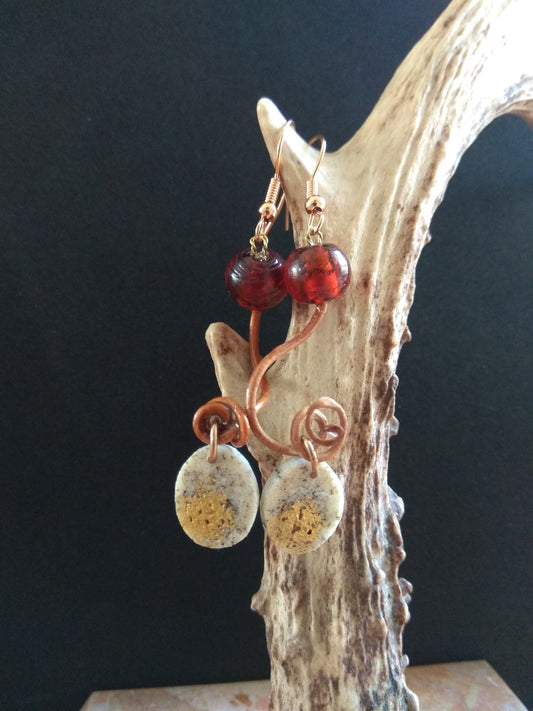 Boucles d'oreilles vigne et cerf