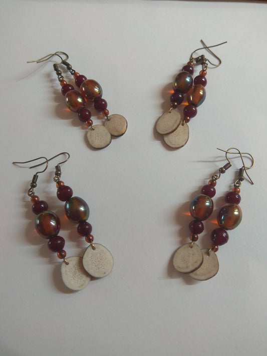 Boucles d'oreilles perles et rond de cerf