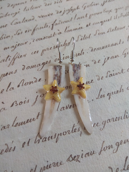 Boucles d'oreilles cerf et porcelaine