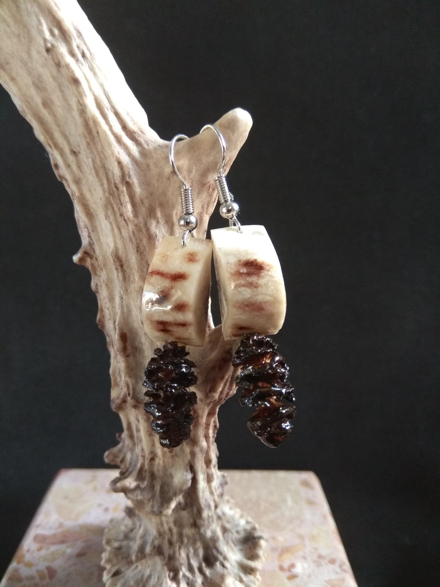 Boucles d'oreilles cerf et chatons d'Aulne