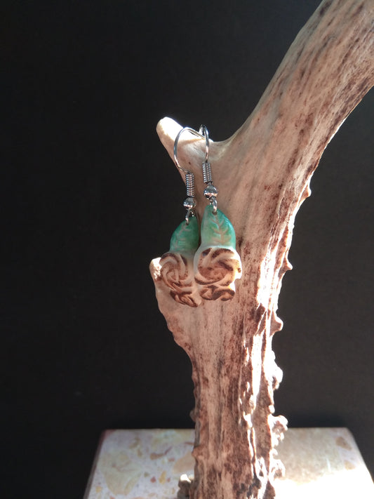 Boucles d'oreilles fleurs en bois de cerf