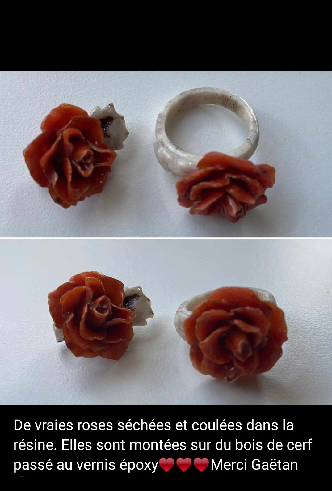 Bague et pendentif roses